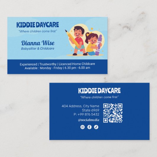Daycare Professional Business | Deep Blue Visitekaartje (Voorkant / Achterkant)