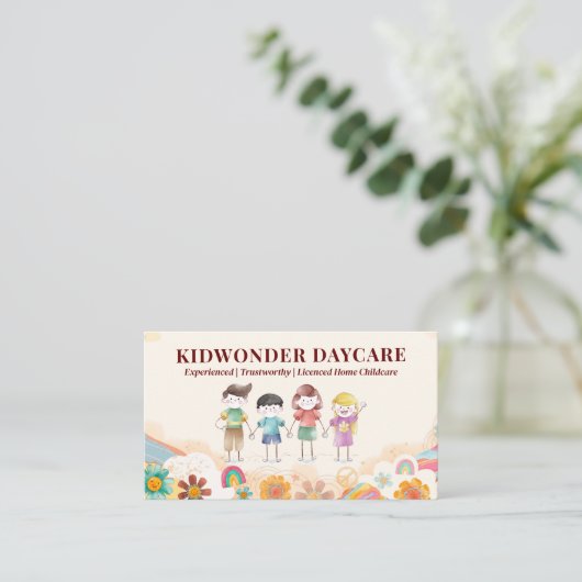 Daycare Professional Business | Kinder Waterverf Visitekaartje (Staand voorkant)