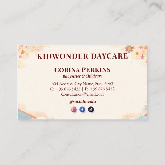 Daycare Professional Business | Kinder Waterverf Visitekaartje (Achterkant)
