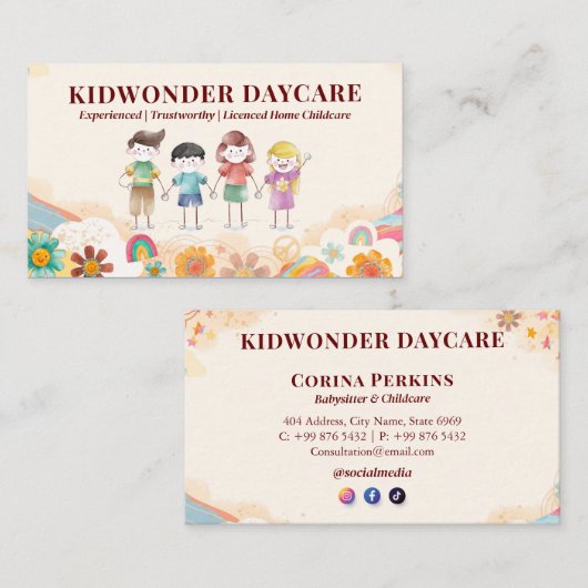 Daycare Professional Business | Kinder Waterverf Visitekaartje (Voorkant / Achterkant)