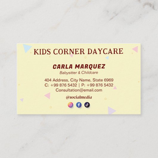 Daycare Professional Business | kinderopvang met v Visitekaartje (Achterkant)