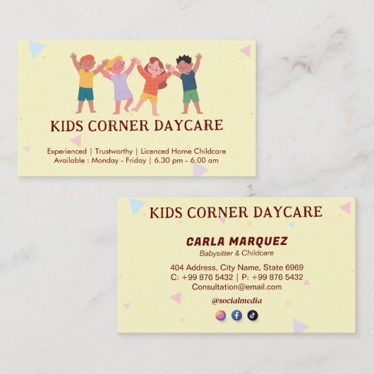 Daycare Professional Business | kinderopvang met v Visitekaartje (Voorkant / Achterkant)