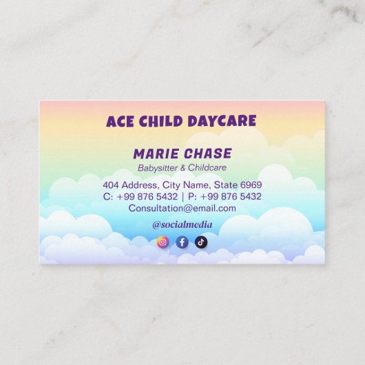 Daycare Professional Business | Regenboogbewolking Visitekaartje (Achterkant)