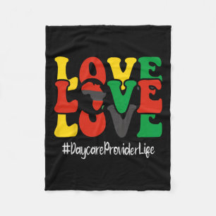 Daycare Provider Love Groovy Vrouwen Zwart Geschie Fleece Deken