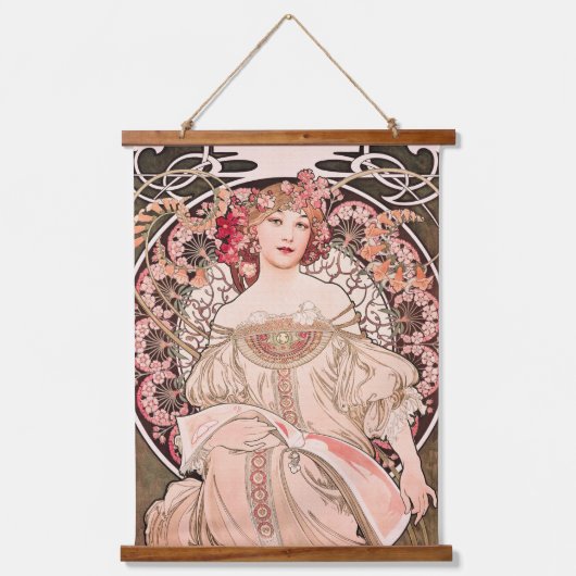  "Daydream" van Alphonse Mucha Hangend Wandkleed (Voorkant)