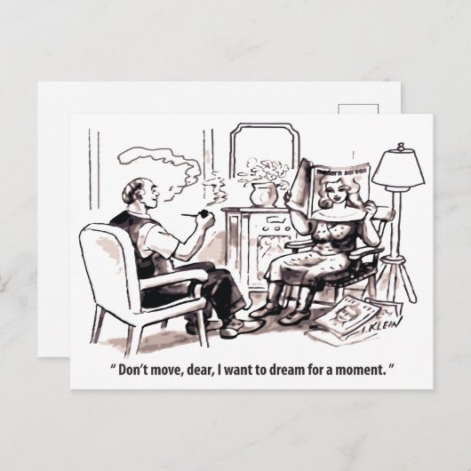 Daydreamer, Man en Vrouw relatie, Humor, Briefkaart (Voorkant / Achterkant)