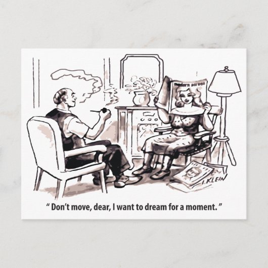 Daydreamer, Man en Vrouw relatie, Humor, Briefkaart (Voorkant)