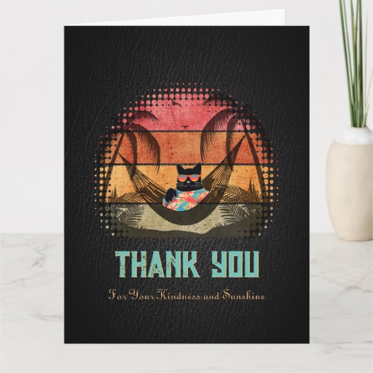 Daydreaming Cool Cat's Tropical Escape Bedankkaart (Voorkant)