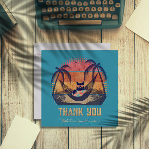 Daydreaming Cool Cat's Tropical Escape Bedankkaart