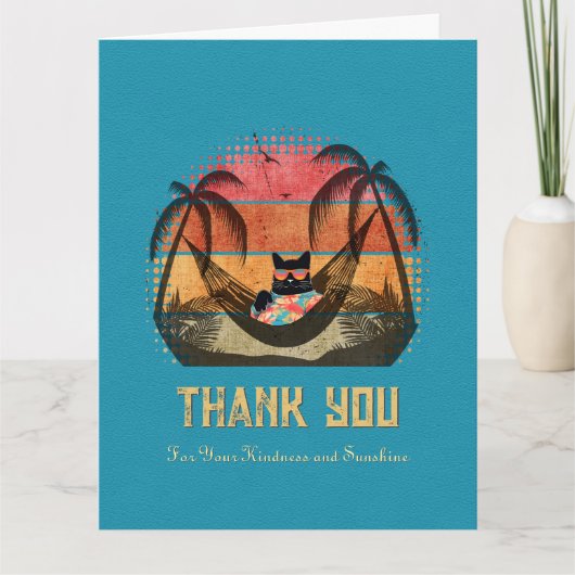 Daydreaming Cool Cat's Tropical Escape Bedankkaart (Voorkant)