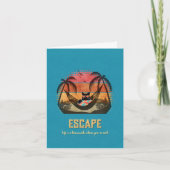 Daydreaming Cool Cat's Tropical Escape Feestdagen Kaart (Voorkant)