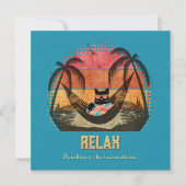 Daydreaming Cool Cat's Tropical Escape Feestdagenkaart (Voorkant)