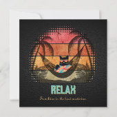 Daydreaming Cool Cat's Tropical Escape Feestdagenkaart (Voorkant)