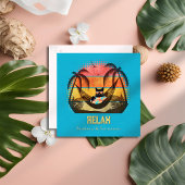 Daydreaming Cool Cat's Tropical Escape Feestdagenkaart