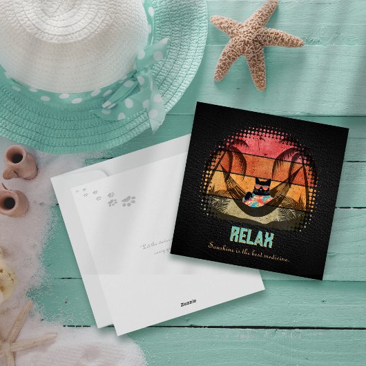 Daydreaming Cool Cat's Tropical Escape Feestdagenkaart