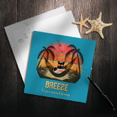 Daydreaming Cool Cat's Tropical Escape Feestdagenkaart