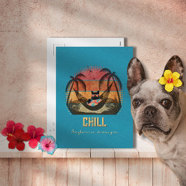 Daydreaming Cool Cat's Tropical Escape Feestdagenkaart