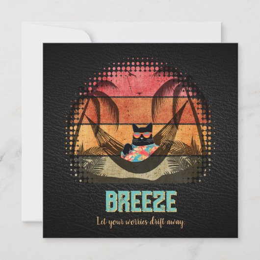 Daydreaming Cool Cat's Tropical Escape Feestdagenkaart (Voorkant)