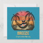 Daydreaming Cool Cat's Tropical Escape Feestdagenkaart (Voorkant)