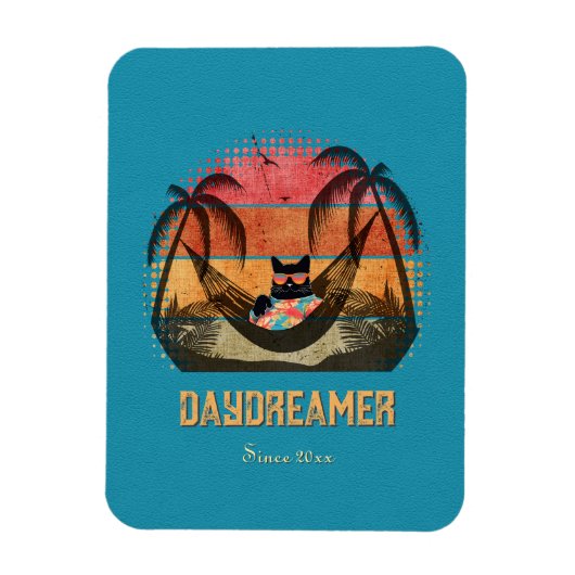 Daydreaming Cool Cat's Tropical Escape Magneet (Verticaal)