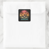 Daydreaming Cool Cat's Tropical Escape Vierkante Sticker (Tas)