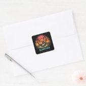 Daydreaming Cool Cat's Tropical Escape Vierkante Sticker (Envelop)
