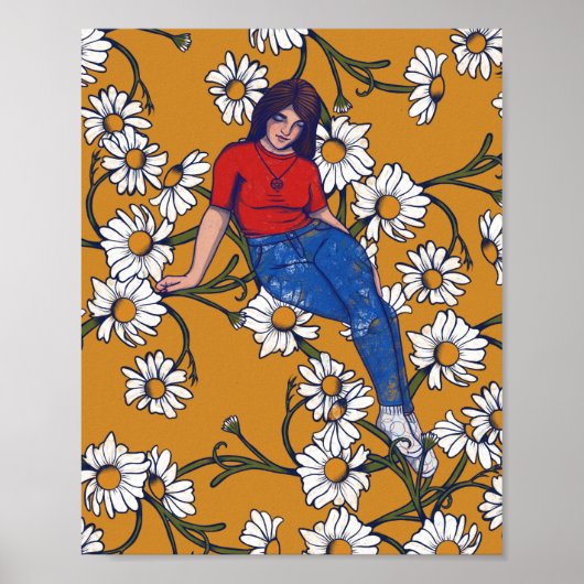 Daydroaming Spring Witch Daisy Art Poster (Voorkant)