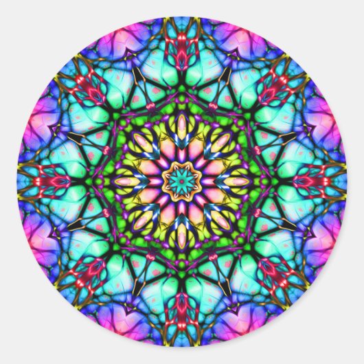 Daydromen Kaleidoscoop Mandala Ronde Sticker (Voorkant)