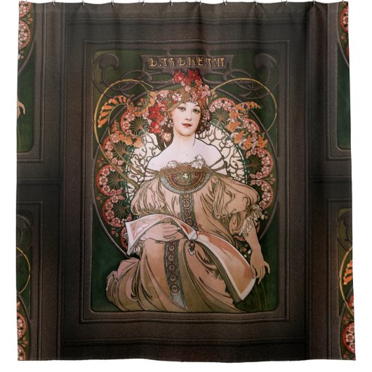 Daydroom c1896 van Alphonse Mucha Douchegordijn (Voorkant)