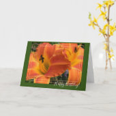 Daylilies/Oranje Lelie/Gelukkige Verjaardag Kaart (Gele Bloem)