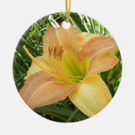 DAYLILY "Blond Baby" — Geel groen sinaasappel. Keramisch Ornament