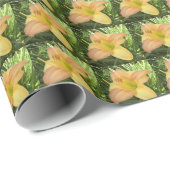 DAYLILY "Blond Baby" — Gele groene ECHO PRINT Cadeaupapier (Rol Hoek)