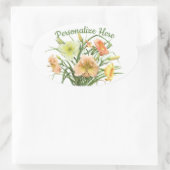 Daylily Bouquet , gepersonaliseerd Ovale Sticker (Tas)