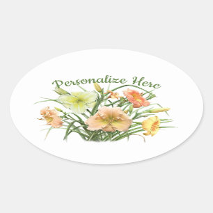 Daylily Bouquet , gepersonaliseerd Ovale Sticker