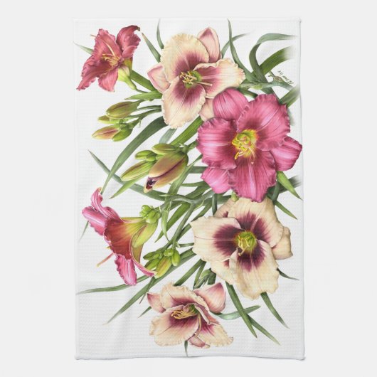 Daylily Bouquet Rubies Theedoek (Verticaal)