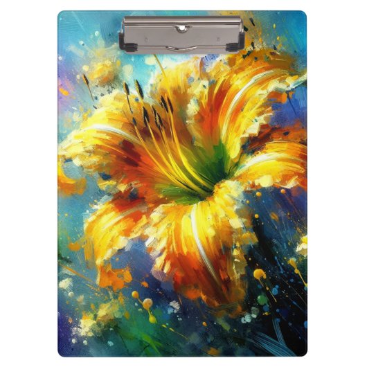 Daylily Daylilies Flower Yellow Blauwgroen Impress Klembord (Voorkant)