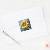 Daylily Daylilies Flower Yellow Blauwgroen Impress Vierkante Sticker (Envelop)