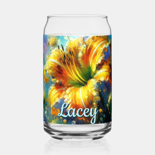 Daylily Daylilies Flower Yellow Teal Personalized Blikvorm Glas (Voorkant)