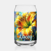 Daylily Daylilies Flower Yellow Teal Personalized Blikvorm Glas (Achterkant)