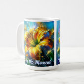 Daylily Daylilies Flower Yellow Teal Personalized Koffiemok (Voorkant links)