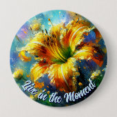 Daylily Daylilies Flower Yellow Teal Personalized Ronde Button 4,0 Cm (Voorkant)