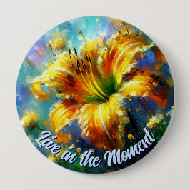 Daylily Daylilies Flower Yellow Teal Personalized Ronde Button 4,0 Cm