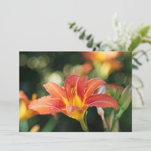 Daylily Flower Flat Dank u kaart (Staand voorkant)
