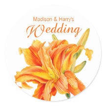 Daylily Hemerocallis floral oranje stickers