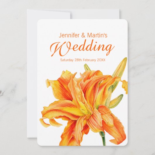 Daylily Hemerocallis florsinaasappel bruiloft Kaart (Voorkant)