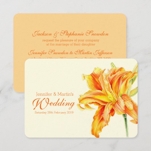 Daylily Hemerocallis-uitnodiging voor het florale  Kaart (Voorkant / Achterkant)