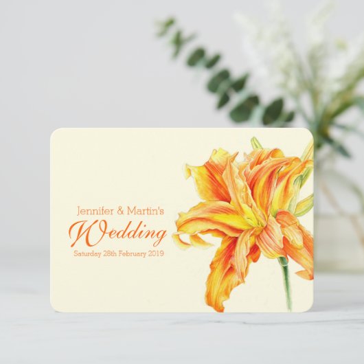 Daylily Hemerocallis-uitnodiging voor het florale  Kaart (Staand voorkant)