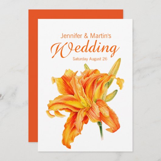 Daylily Hemerocallis-uitnodiging voor het florale Kaart (Voorkant / Achterkant)