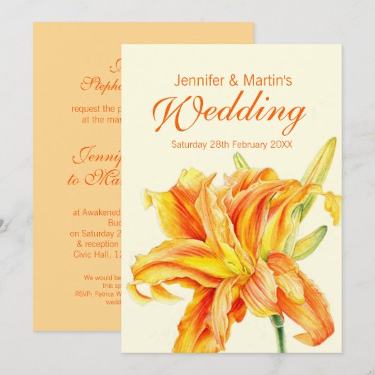 Daylily Hemerocallis-uitnodiging voor het florale  Kaart (Voorkant / Achterkant)