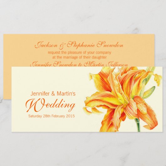 Daylily Hemerocallis-uitnodiging voor het florale Kaart (Voorkant / Achterkant)